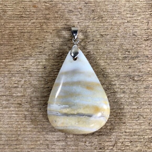 Natural Stone Jasper Teardrop Necklace Pendant - Picture 1 of 4